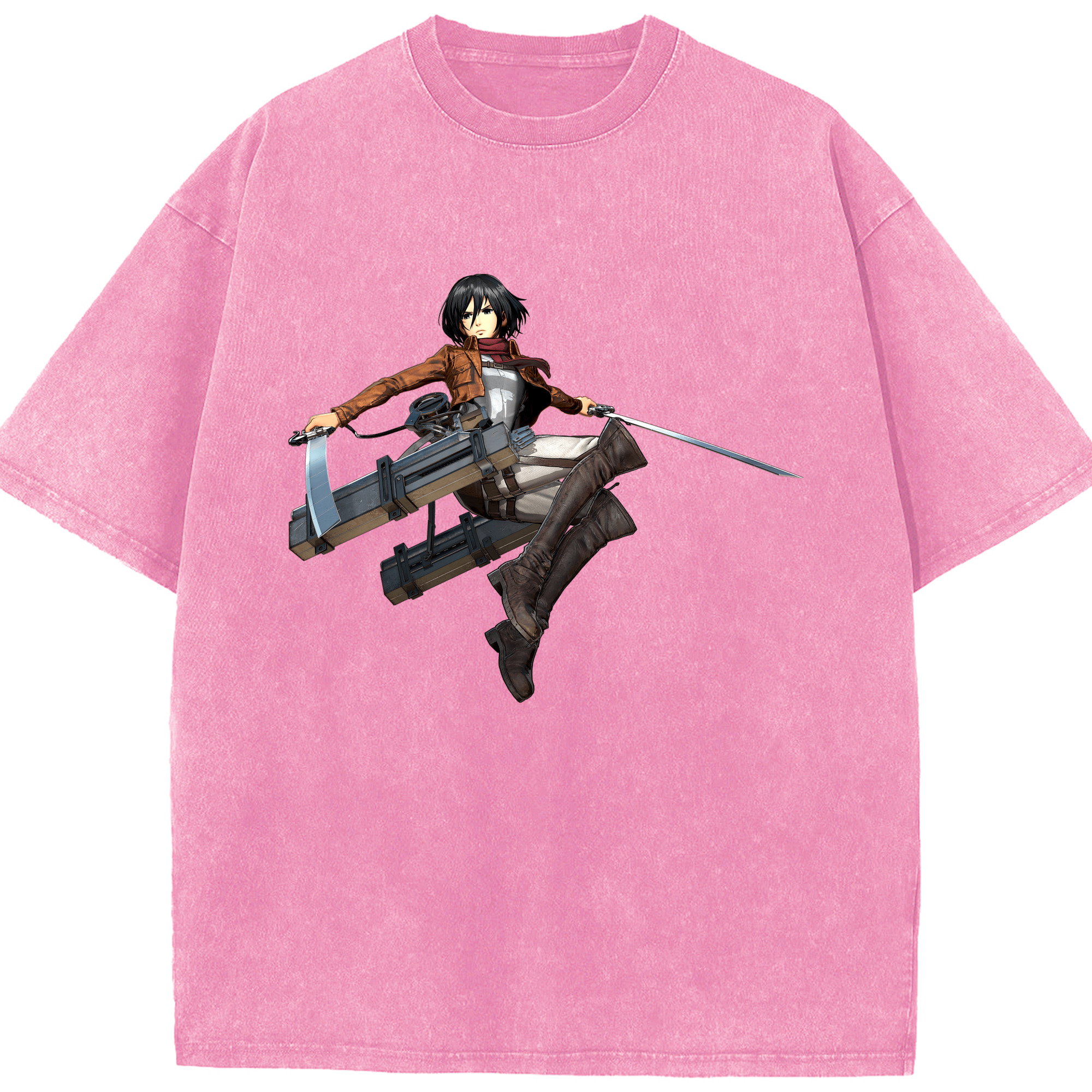 （画像用） 進撃の巨人 ミカサ·アッカーマン Attack on Titan Mikasa Ackerman 綿100% ヴィンテージ風 半袖Tシャツ（フロントプリント）